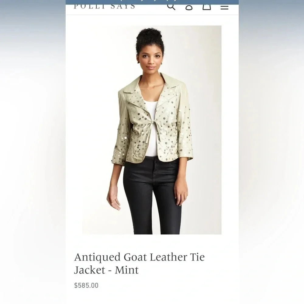 Antiqued Tan goat leather tie jacket from Polli says - Picture 2 of 10